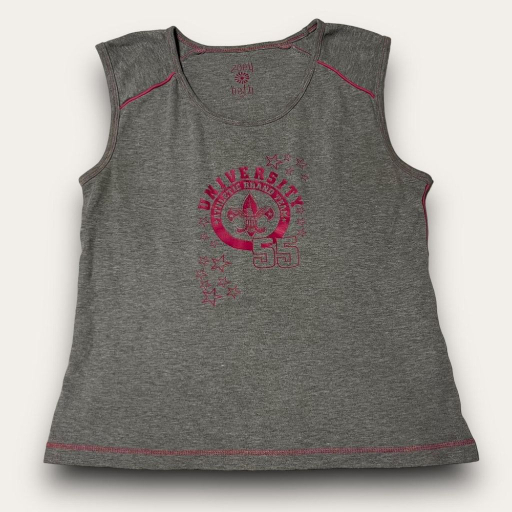 Y2K Zoey Beth Sporty University Tank Top Size XL Blokette Athletic See Pics
